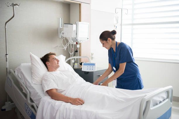 Patient recovering in a hospital room